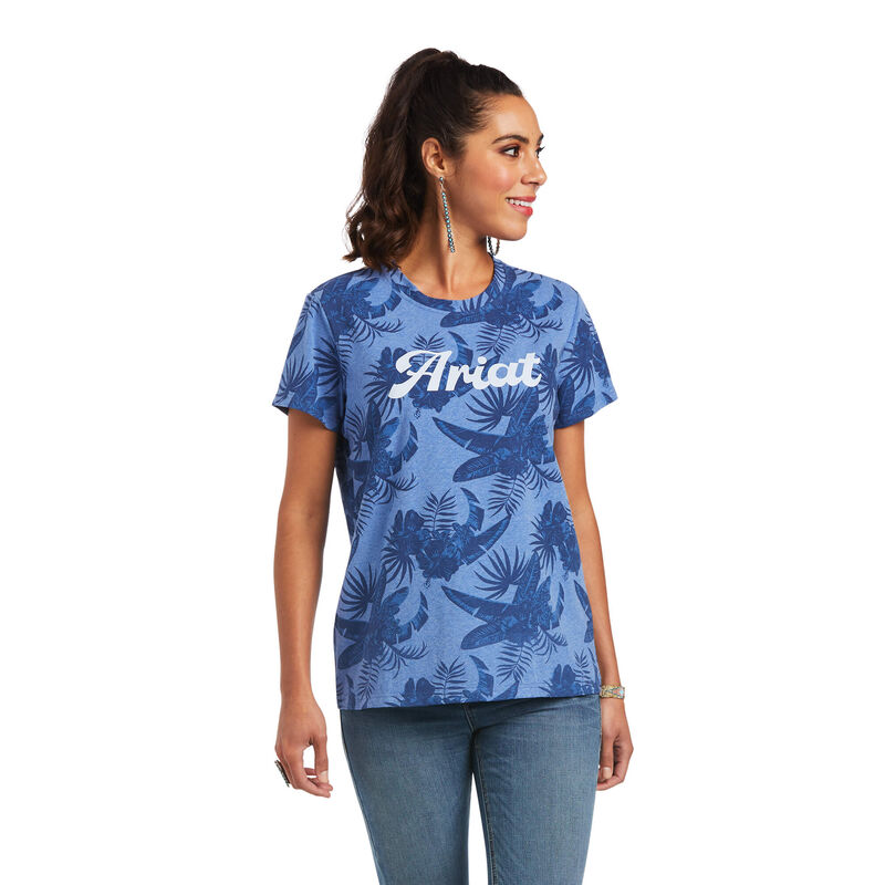 Ariat T-Shirts Damen - Real Island Blau ( NLZSX-8423 )